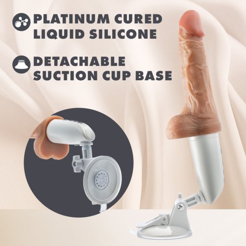 DR SKIN SILICONE DR HAMMER 7IN THRUSTING DILDO W/ HANDLE BEIGE