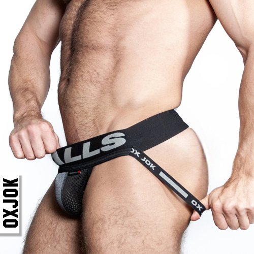 AIRMESH swagger jockstrap, TAR BLACK, LARGE