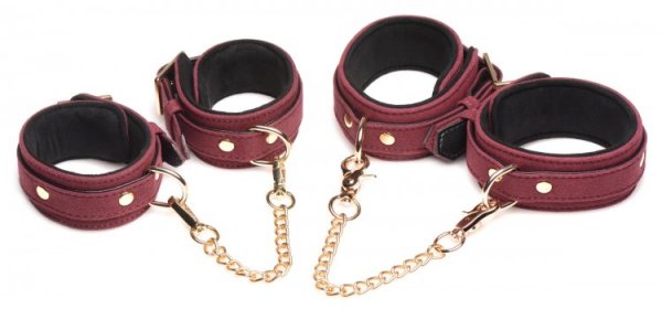 MASTER SERIES 6PC VELVET BONDAGE SET BURGUNDY