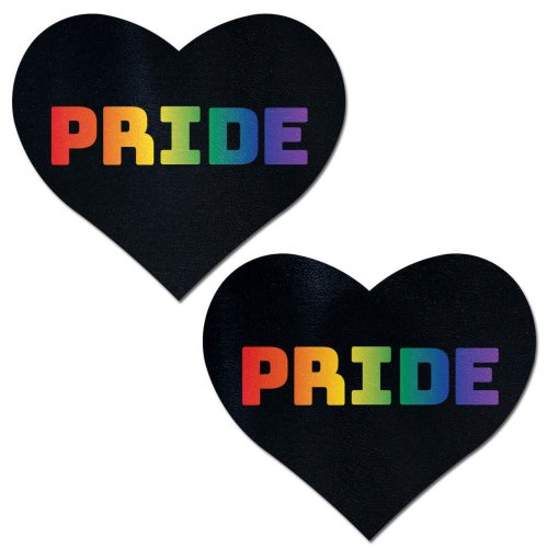 Rainbow \'PRIDE\' on Black Heart Pasties