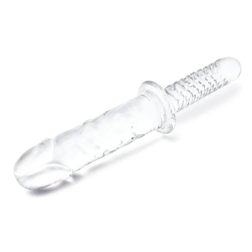 GLAS 11IN GIRTHY COCK DOUBLE ENDED W/ HANDLE