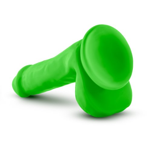 NEO ELITE 6IN SILICONE DUAL DENSITY COCK W/ BALLS NEON GREEN