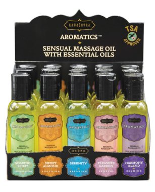 Kama Sutra Aromatics Massage Oil Display - 2 oz Asst. Scents Display of 15