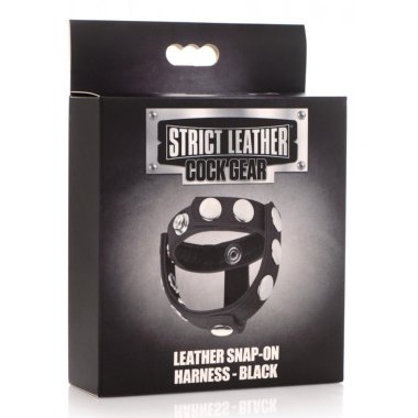 Leather Snap-on Cock Harness - Black