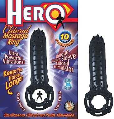HERO COCKRING & CLIT MASSAGER BLACK
