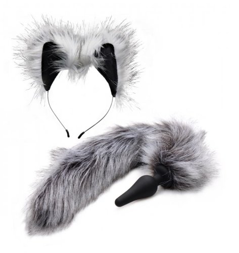 TAILZ GREY WOLF TAIL & EARS SET