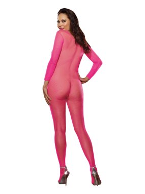 BODY STOCKING NEON PINK OPEN CROTCH Q/S