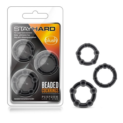 Stayhard Beaded Cockrings - Black