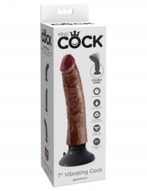 KING COCK 7 IN COCK BROWN VIBRATING