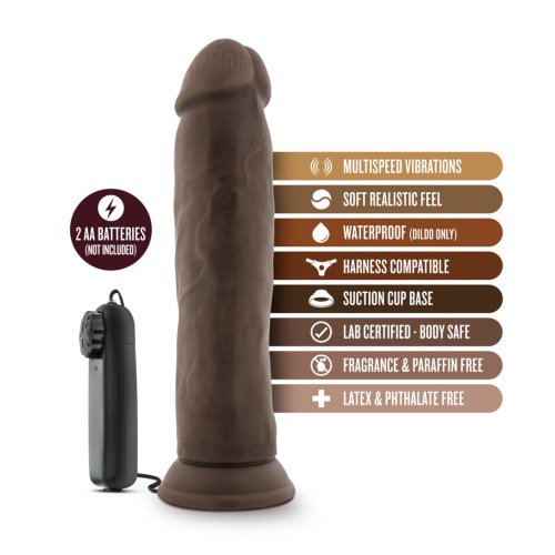 DR SKIN DR THROB 9.5IN VIBRATING COCK W/ SUCTION CUP CHOCOLATE