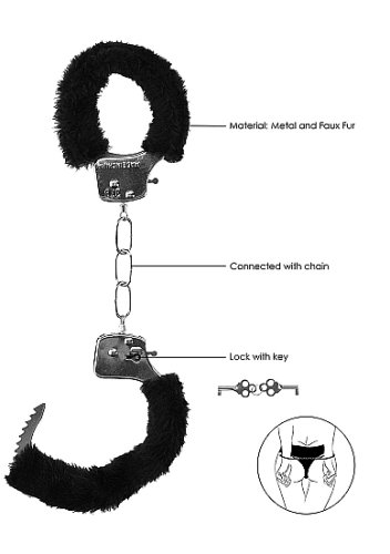 B&W BEGINNER\'S FURRY HANDCUFFS W/ QUICK RELEASE BUTTON