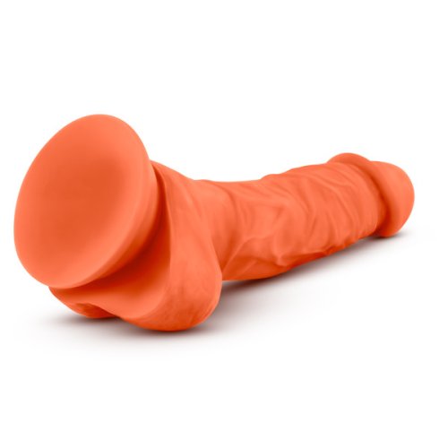 NEO ELITE 7.5IN SILICONE DUAL DENSITY COCK W/ BALLS NEON ORANGE