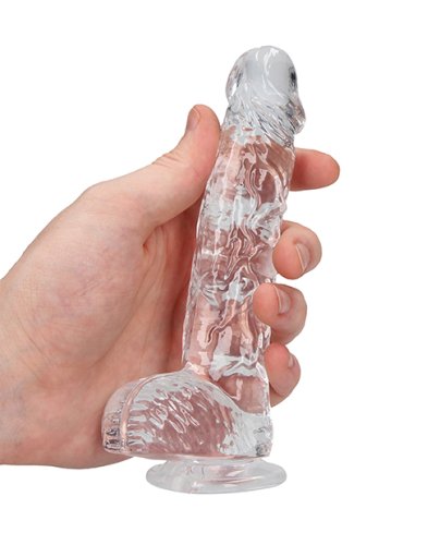 Shots RealRock Realistic Crystal Clear 6\" Dildo w/Balls - Transparent Clear