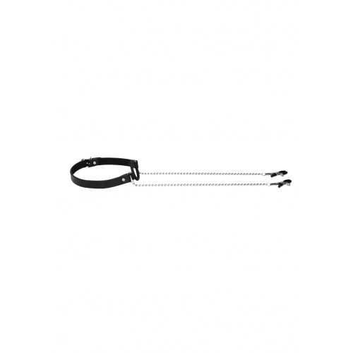 Ouch O-Ring Gag w Nipple Clamps - Black*