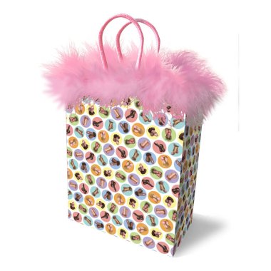 Dirty Penis Gift Bag with pink feathers