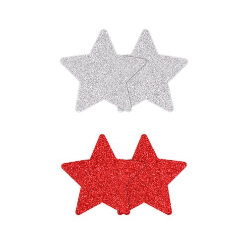 Pretty Pasties Stars Red/Silver 2 sets