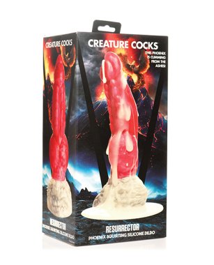 Creature Cocks Resurrector Phoenix Squirting Silicone Dildo - Red/White