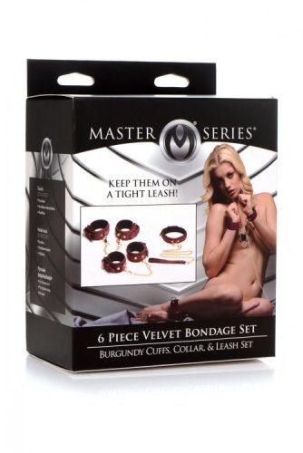 MASTER SERIES 6PC VELVET BONDAGE SET BURGUNDY