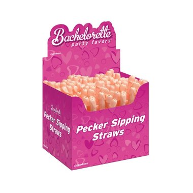 Bachelorette Party Favors Pecker Sipping Straws Display - Light Pack of 144