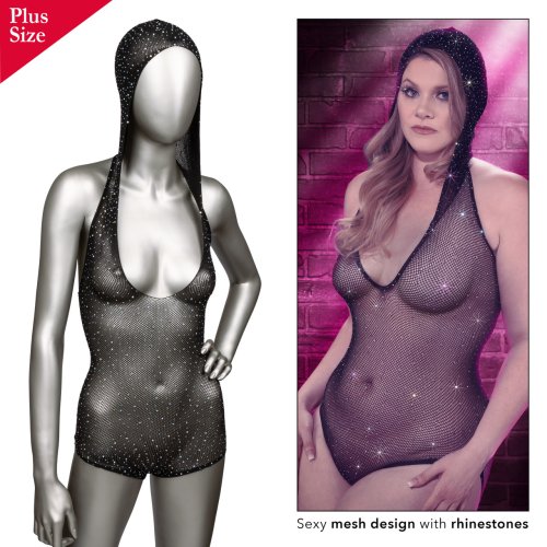 RADIANCE PLUS SIZE HOODED DEEP V BODY SUIT