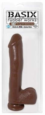 BASIX RUBBER WORKS 10IN DONG W/SUCTION CUP BROWN