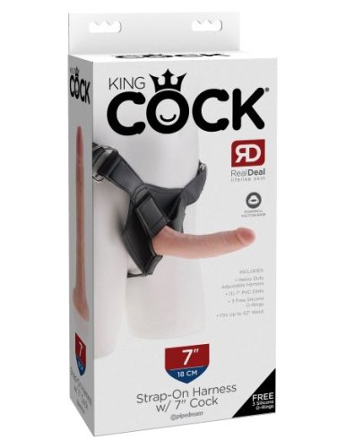 KING COCK STRAP ON HARNESS W/ 7 IN COCK LIGHT