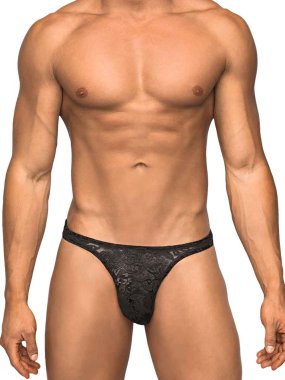 BONG THONG STRETCH LACE BLACK SMALL/ MEDIUM