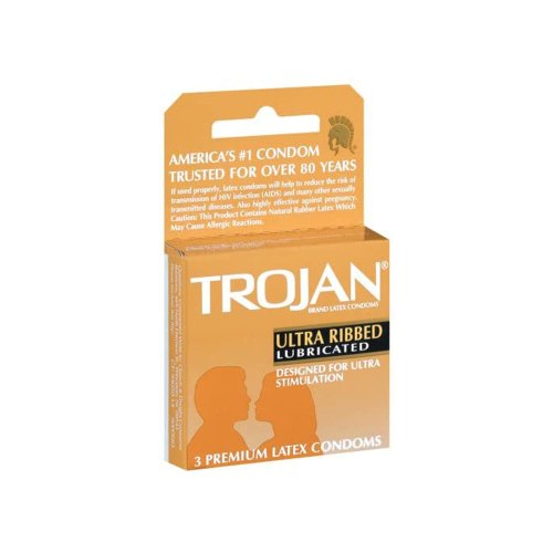 Trojan Ultra Ribbed Condoms - 3 pk