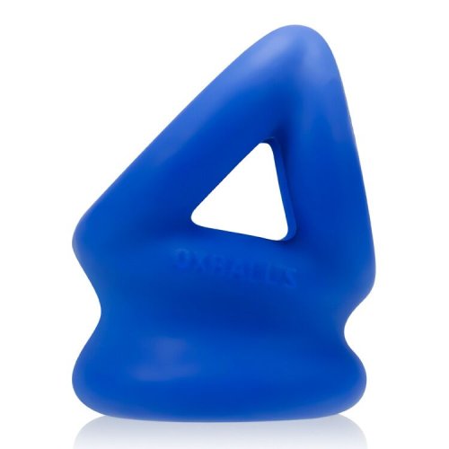 TRI SQUEEZE COCKSLING BALL STRETCHER OXBALLS SILICONE TPR BLEND COBALT ICE (NET)