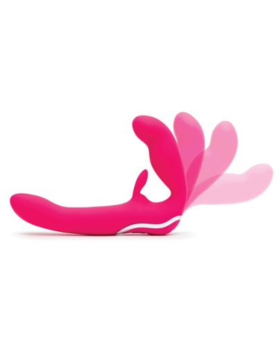 HAPPY RABBIT RECHARGEABLE PINK VIBRATING STRAPLESS STRAP ON