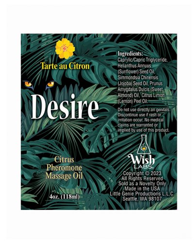 Desire Pheromone Massage Oil - 4 oz Citrus