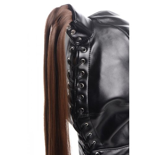 Ponytail Bondage Hood w 20\" Brunette