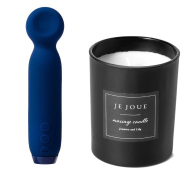 Vita Bullet Cobalt Blue + Luxury Massage Candle - Jasmine & Lily