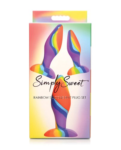Curve Toys Simply Sweet Rainbow Silicone Butt Plug Set