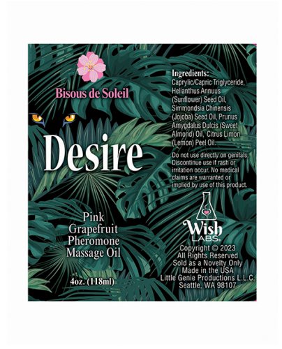 Desire Pheromone Massage Oil - 4 oz Pink Grapefruit