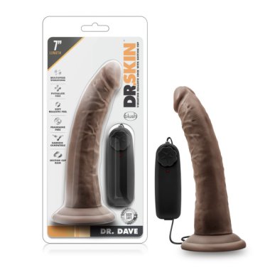 DR SKIN DR DAVE 7IN VIBRATING COCK W/ SUCTION CUP CHOCOLATE