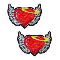 (WD) PASTEASE ANGEL HEART RED GLITTER HEARTS W/ WINGS