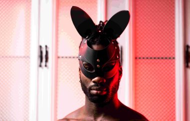 PU LEATHER BUNNY MASK BLACK OS