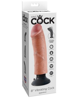 King Cock 8" Vibrating Cock - Flesh