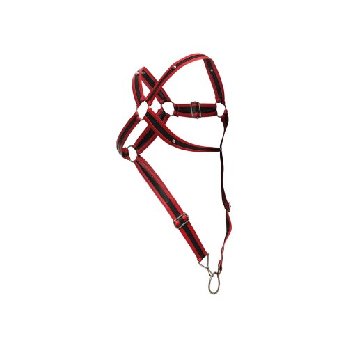 MALE BASICS DNGEON CROSS COCK RING HARNESS RED O/S