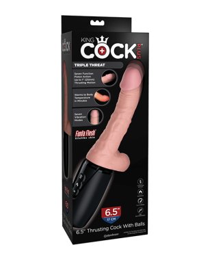 King Cock Plus Thrusting, Warming & Vibrating 6.5" Triple Threat Dong