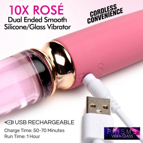 10X Dual End Smooth Silicone/Glass Vibe