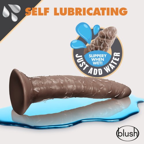 DR SKIN GLIDE 7.5IN SELF LUBRICATING DILDO CHOCOLATE