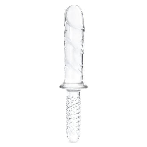 GLAS 11IN GIRTHY COCK DOUBLE ENDED W/ HANDLE