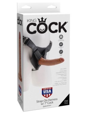 KING COCK STRAP ON HARNESS W/ 7 IN COCK TAN