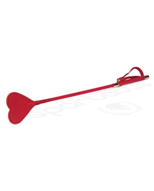 PLUSH LINED RED PU HEART SHAPE TIP RIDING CROP