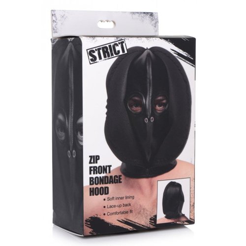 Strict Zip Front Bondage Black Hood