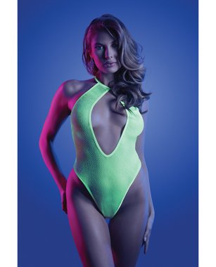 Glow Nocturnal Halter Teddy Neon Chartreuse S/M