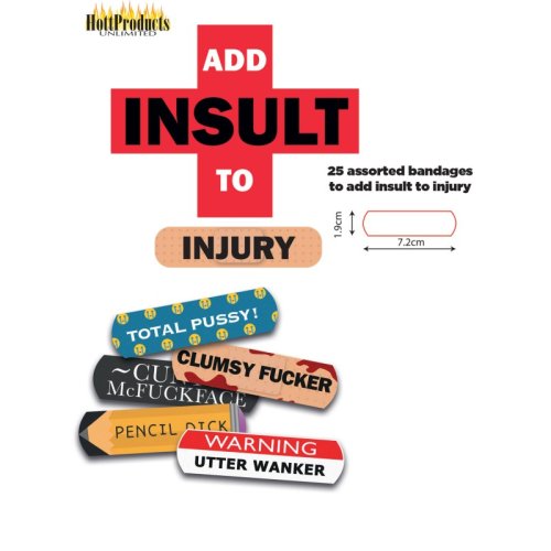 ADD INSULT TO INJURY BANDAIDS W/ ASST SAYINGS 9 PC DISPLAY