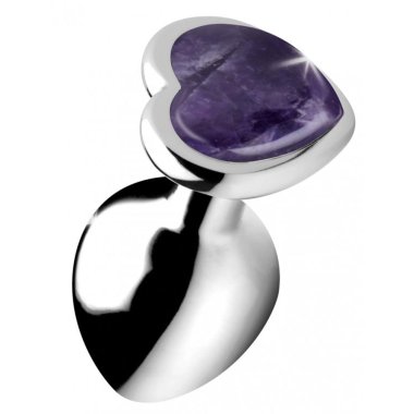 Gemstone Amethyst Heart Plug - Medium